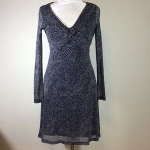 Esprit Vintage Collection Dress Navy White Polka Dot Lined Sheer Sleeves Size XS